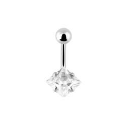 Square Shiny Belly Button Ring Silber
